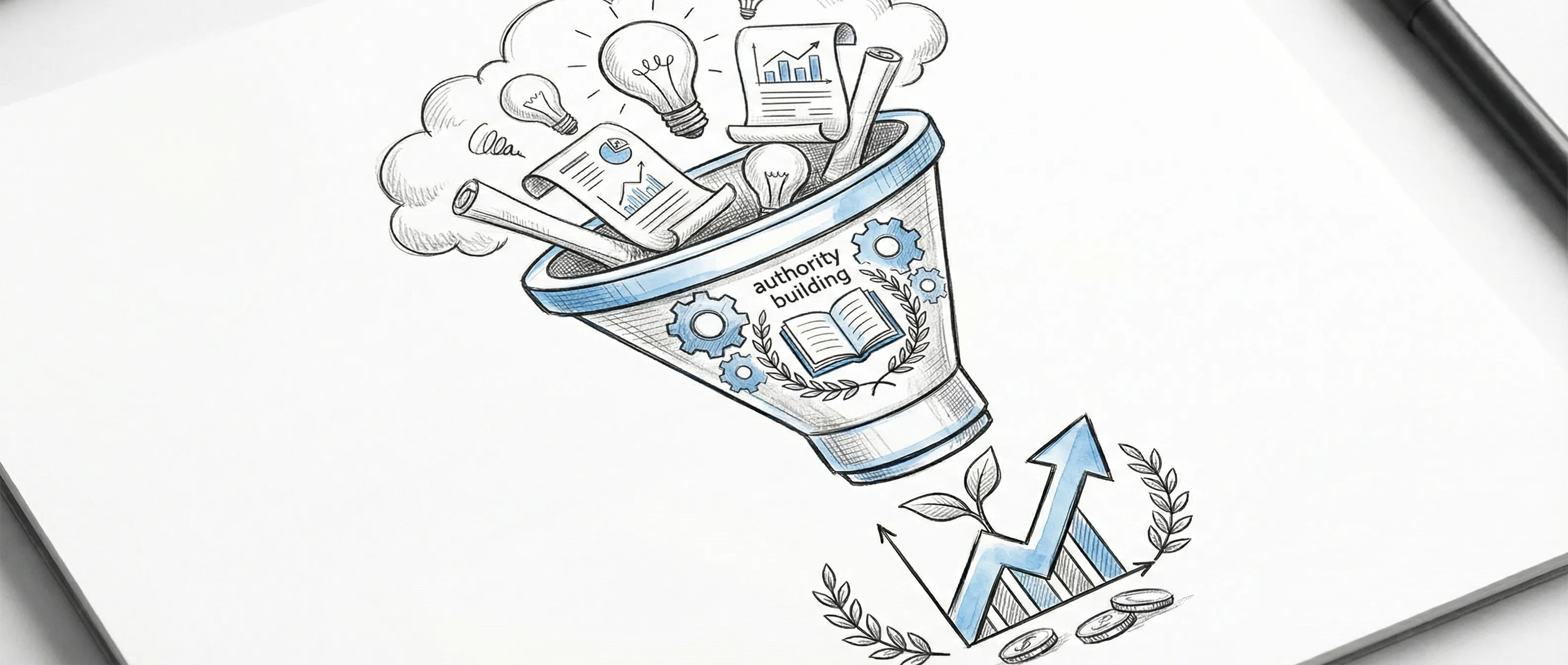 Strategische salesfunnel die leads genereert door middel van autoriteit en B2B contentmarketing