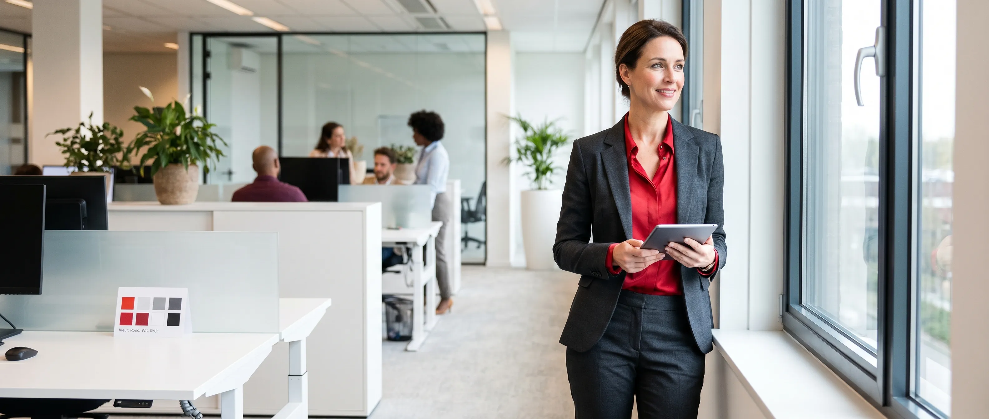 Professional in een moderne kantooromgeving die een product listing optimalisatie framework implementeert