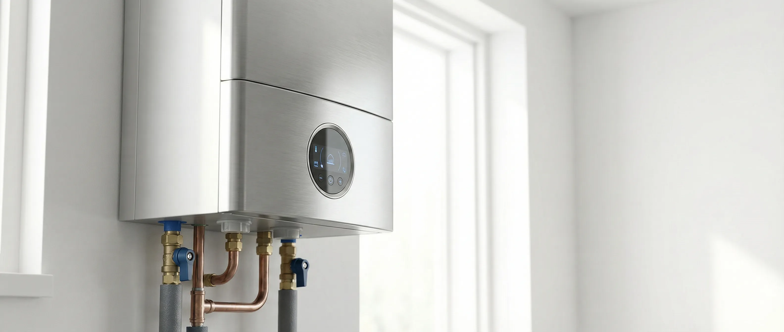 Moderne hoogrendementsketel die illustreert hoe vaak cv ketel onderhoud het rendement en de gasrekening beïnvloedt